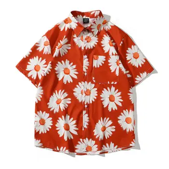 3D цветя печат Унисекс риза Жени/мъже Ежедневни готини ризи Свободно копче Улично облекло Лято бразилски стил Извънгабаритни върхове