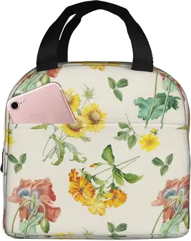 Lunch Bag Thermal Floral Insulated Lunch Box Cooler Thermal Waterproof Reusable Tote Bag for Travel Work Пешеходен пикник