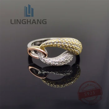 S925 Сребърен европейски и американски персонализиран микро комплект пълен диамантен пръстен мода пънк мъжки и дамски пръстен за разделяне на цветовете
