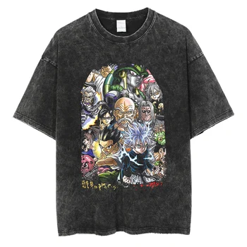 Мъже Реколта T Shirt Хип-хоп Streetwear тениска Японски Аниме Hunter x Hunter Print Tops Tees Harajuku Лятна тениска с къс ръкав